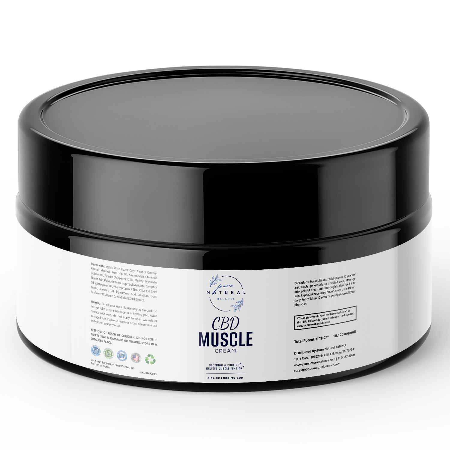 CBD Muscle Cream (4oz) 500mg-Pure Natural Balance